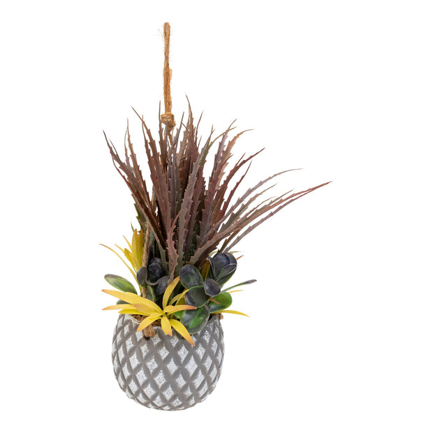 Buy Hanging Succulents in Lattice Design Small Grey Pot | NoWaterNeeded